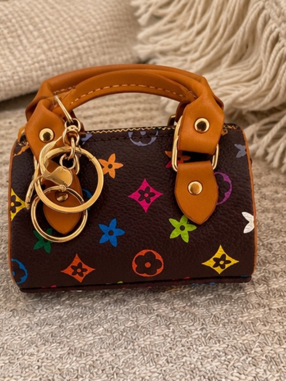 Mini Brown Multicolor Monogram Barrel Bag | Designer Inspired